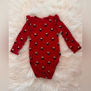 2T VGUC Posh Peanut Minnie Mouse Holiday Gold Foil Bodysuit Onesie